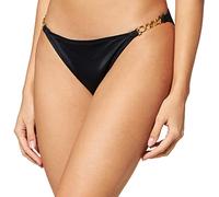 Dorina FILAO Bikini Tanga - Tela Micro Lisa con Accesorios de Cadena Dorada, Cobertura Mínima, Estilo Elegante para Playa o Piscina, Negro