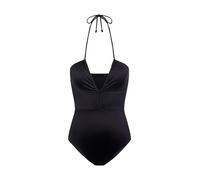 Dorina Katam Bañador Plunge Mujer, Tejido Brillante Premium, Escote Halter para Atar, Relleno Extraíble, Corte Esculpido, Negro