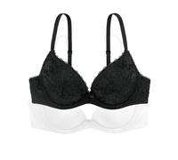 DORINA Lote de 2 sujetadores push up Sonia. Color Encaje negro/liso blanco