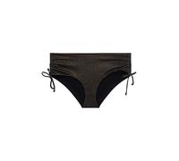 Dorina Mysterio Braguita de Bikini Mujer, Tejido Brillante, Corte Hipster Cobertura Total, Detalle Cordón Ajustable, Hilo Dorado, Negro