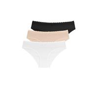 Dorina Pack de 3 Braguitas Hipster para Mujer Naomi - Algodón Suave con Ribete de Encaje en la Cintura, Ropa Interior de Cobertura Completa, Marfil, Beige y Negro