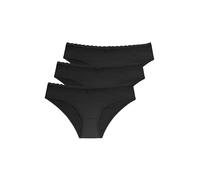 Dorina Pack de 3 Braguitas Hipster Mujer Naomi - Algodón Suave con Ribete de Encaje en Cintura, Ropa Interior Cómoda de Cobertura Total, Negro