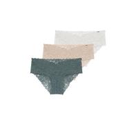Dorina Pack de 3 Braguitas Lana - Cobertura Moderada, Encaje Floral, Comodidad Diaria, Verde, Beige y Marfil