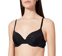 Dorina Adele Sujetador Demi Ligeramente Acolchado para Mujer, Tela Micro Suave con Banda de Encaje Floral, Soporte con Aros, Tiras Ajustables, Lazo de Satén con Charms de Diamantes, Negro