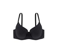 Dorina Sujetador Carmen Demi para Mujer - Ligeramente Acolchado, con Aros, Tejido Micro a Rayas Burnout, Espalda en U Power Mesh, Cierre de Tres Corchetes para Tallas Grandes/Curvy, Negro