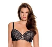 Dorina Sujetador Celine Demi para Mujer - Ligeramente Acolchado, con Aros, Copas Moldeadas, Diseño de Encaje Floral, y Espalda en U de Soporte, Negro