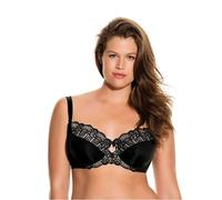 Dorina Sujetador Celine para Mujer - con Aros, Sin Relleno, Copas Moldeadas, Encaje Floral con Lazo de Satén y Espalda en Power Mesh de Soporte, Negro