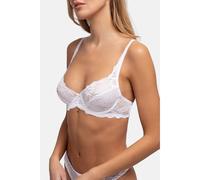 Dorina Angie Sujetador con Aros para Mujer - Cobertura Total con Encaje Floral, Copas sin Relleno y Alas de Microfibra Suave, Blanco