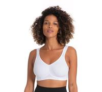 Dorina Sujetador Deportivo Flex para Mujer - Sin Relleno, Tejido Micro Tactel Transpirable, Diseño Espalda Cruzada (Racerback) de Cobertura Total para Ejercicio de Bajo Impacto, Blanco