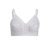 Dorina Bralette Mujer Madeline - Sin Aros, Sin Relleno, Tricot Mate con Encaje, Tirantes Ajustables Delanteros y Espalda en U de Soporte, Blanco