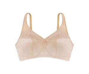 Dorina Sujetador Minimizador Teagan Mujer - Sin Aros, Sin Relleno, Cobertura Total, Tirantes Ajustables Extra Anchos, Soporte Trasero en U Power Mesh, Diseño de Satén y Encaje, Beige