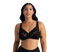 Dorina Sujetador Mujer Georgina - Sin Aros, Cobertura Completa, Algodón con Ribete de Encaje Festoneado, Banda Bajo Pecho de Soporte y Tirantes Ajustables, Negro