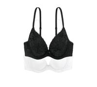 Dorina Sonia Sujetador Push-Up Plunge Mujer 2-Pack - Copas Moldeadas con Aros, Encaje y Tejido Micro Suave para Elevación y Comodidad, Negro y Blanco