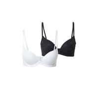 Dorina Sonia Sujetador Push-Up Plunge Mujer 2-Pack - Copas Moldeadas con Aros, Encaje y Tejido Micro Suave para Elevación y Comodidad, Negro y Blanco