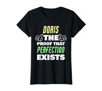 Doris La Prueba De Que Existe La Perfección Divertido Nombre Doris Camiseta gráfica económica, Mujer, Negro, XS