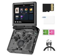 Doriteney RG35XXSP - Consola de juegos retro de mano con pantalla IPS de 3.5 pulgadas, tarjeta TF de 64 GB con más de 5500 juegos, batería de 3300 mAh, compatible con WiFi, Bluetooth HD (negro