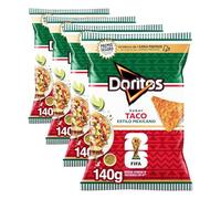 Doritos Taco Estilo Mexicano 140 g, Nachos de tortilla chips sabor especiado, Snack crujiente e intenso (Paquete de 4)