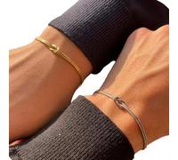 DORKIN Pulseras para mujer, de acero inoxidable de grado médico, color plata. Pulsera ajustable y apilable. Ideal como regalo para una pareja o una amiga.