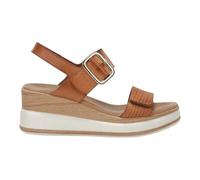 Dorking - Sandalias de Piel para Mujer D9642 Prince - Cuña 7cm Efecto Madera - Color Texas Cuero - Cuero para: Mujer Color: Texas Cuero Talla: 37