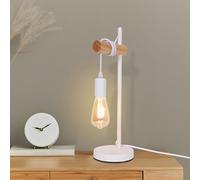 Dorlink Lámpara de Mesa Salon, Lámparas Mesita de Noche Metálica E27, Lámparas de Mesa Industrial Blanca para Dormitorio, Sala de Estudio, Lampara Escritorio con Cable de 1,5M (Sin Bombillas)