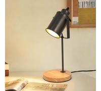 Dorlink Lamparas de Mesita de Noche E27 Vintage, Lampara Mesita Noche con Interruptor de 1,8 M, Lampara de Mesa con Base de Madera para Dormitorio, Oficina, Restaurante - Gris Oscuro (Sin Bombilla)