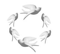 Dorlotou Juego de 6 gorriones de cerámica Blanca con Golondrinas para Colgar en la Pared, para Colgar en la Pared, para Sala de Estar, jardín, esculturas de Pared