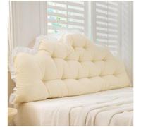 Dorm Headboard Pillow Twin XL, RuffleTufted Crown Backrest Cushion for Sitting, Reading & Loungin (Beige-Yellow,180 * 65 * 10cm)