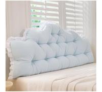 Dorm Headboard Pillow Twin XL, RuffleTufted Crown Backrest Cushion for Sitting, Reading & Loungin (Light Blue,200 * 65 * 10cm)