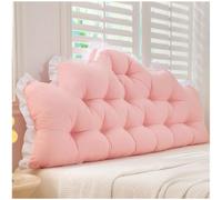Dorm Headboard Pillow Twin XL, RuffleTufted Crown Backrest Cushion for Sitting, Reading & Loungin (Peach-Pink,180 * 65 * 10cm)