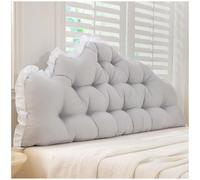 Dorm Headboard Pillow Twin XL, RuffleTufted Crown Backrest Cushion for Sitting, Reading & Loungin (Silver-Gray,180 * 65 * 10cm)