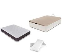DORMIDAN - Pack de canapé abatible de Gran Capacidad + colchón viscoelástico + Almohada visco Copos de Regalo (90_x_190_cm, Blanco)