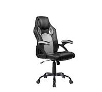 DORMIDAN - Silla Gaming, Silla de Oficina, Silla Giratoria, Regulable en Altura, con Respaldo, para Videojuegos, Silla Racing SR-1 (Gris)