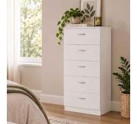 DORMIDAN- Sinfonier 5 cajones guías metálicas, cómoda Dormitorio, Altura 110cm. (Blanco)