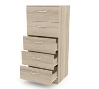 DORMIDAN- Sinfonier 5 cajones guías metálicas, cómoda Dormitorio, Altura 110cm. Blanco