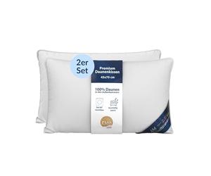DormiGood Almohada de plumón 45x70 - Made in Germany Almohada 3 cámaras 45x70 cm - Cámara Exterior 100% plumón - Almohadas Plumas 45x70 Apta para alérgicos - Cojin Relleno de Plumas Set de 2