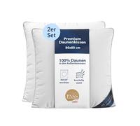 DormiGood Almohada de plumón 80x80 - Made in Germany Almohada 3 cámaras 80x80 cm - Cámara Exterior 100% plumón - Almohadas Plumas 80x80 Apta para alérgicos - Cojin Relleno de Plumas Set de 2