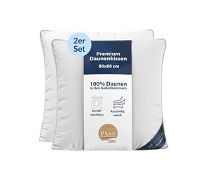 DormiGood Almohada de plumón 80x80 - Made in Germany Almohada 3 cámaras 80x80 cm - Cámara Exterior 100% plumón - Almohadas Plumas 80x80 Apta para alérgicos - Cojin Relleno de Plumas Set de 2