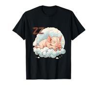 Dormir Cerdo Nube Lindo Animal Soñoliento Amante Cerdo Camiseta