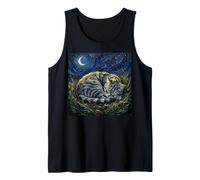 Dormir Gris atigrado en una Noche iluminada por la Luna Obra de Arte Camiseta sin Mangas