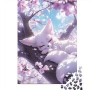 Dormir Zorro bajo Sakura 1000 Piezas Cartón Resistente Rompecabezas Clásicos Fans De Adolescentes 12-18 Años Alivio del Estrés Decoración De Paredes 70x50cm/1000pcs