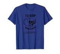 Dormiré Cuando esté Muerto o Esta Tarde: Cráneo Divertido Camiseta, Hombre, Azul Real, 3XL