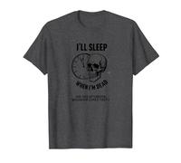 Dormiré Cuando esté Muerto o Esta Tarde: Cráneo Divertido Camiseta, Hombre, Jaspeado Oscuro, XL