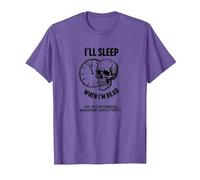 Dormiré Cuando esté Muerto o Esta Tarde: Cráneo Divertido Camiseta, Hombre, Morado Jaspeado, 3XL