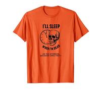 Dormiré Cuando esté Muerto o Esta Tarde: Cráneo Divertido Camiseta, Hombre, Naranja, S