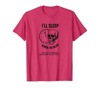 Dormiré Cuando esté Muerto o Esta Tarde: Cráneo Divertido Camiseta, Hombre, Rojo Jaspeado, 3XL