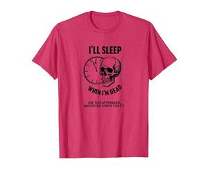 Dormiré Cuando esté Muerto o Esta Tarde: Cráneo Divertido Camiseta, Hombre, Rojo Jaspeado, XL