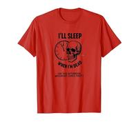 Dormiré Cuando esté Muerto o Esta Tarde: Cráneo Divertido Camiseta, Hombre, Rojo, M
