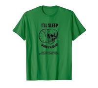 Dormiré Cuando esté Muerto o Esta Tarde: Cráneo Divertido Camiseta, Hombre, Verde Kelly, 3XL