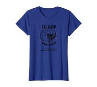 Dormiré Cuando esté Muerto o Esta Tarde: Cráneo Divertido Camiseta, Mujer, Azul Real, XXL