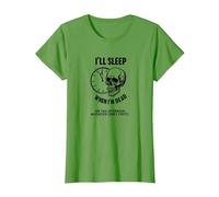 Dormiré Cuando esté Muerto o Esta Tarde: Cráneo Divertido Camiseta, Mujer, Hierba, XS